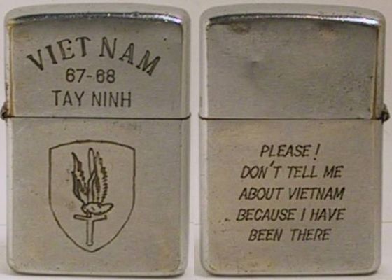 1967 Zippo has the insignia ofthe 1st Aviation Brigade, the largest Army combat command in Vietnam using helicopters to engage the enemy and support Army forces.&nbsp; The 1st AVN. BGD was active in the province of Tay Ninh.&nbsp; The engraving on t…