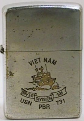 This 1968 River Division 535 Zippo has had the boat number 731 engraved
